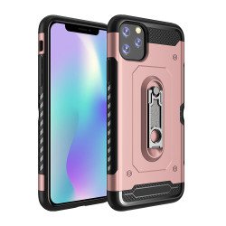 iPhone 11 (6.1in) Rugged Kickstand Armor Case with Card Slot (Rose Gold)